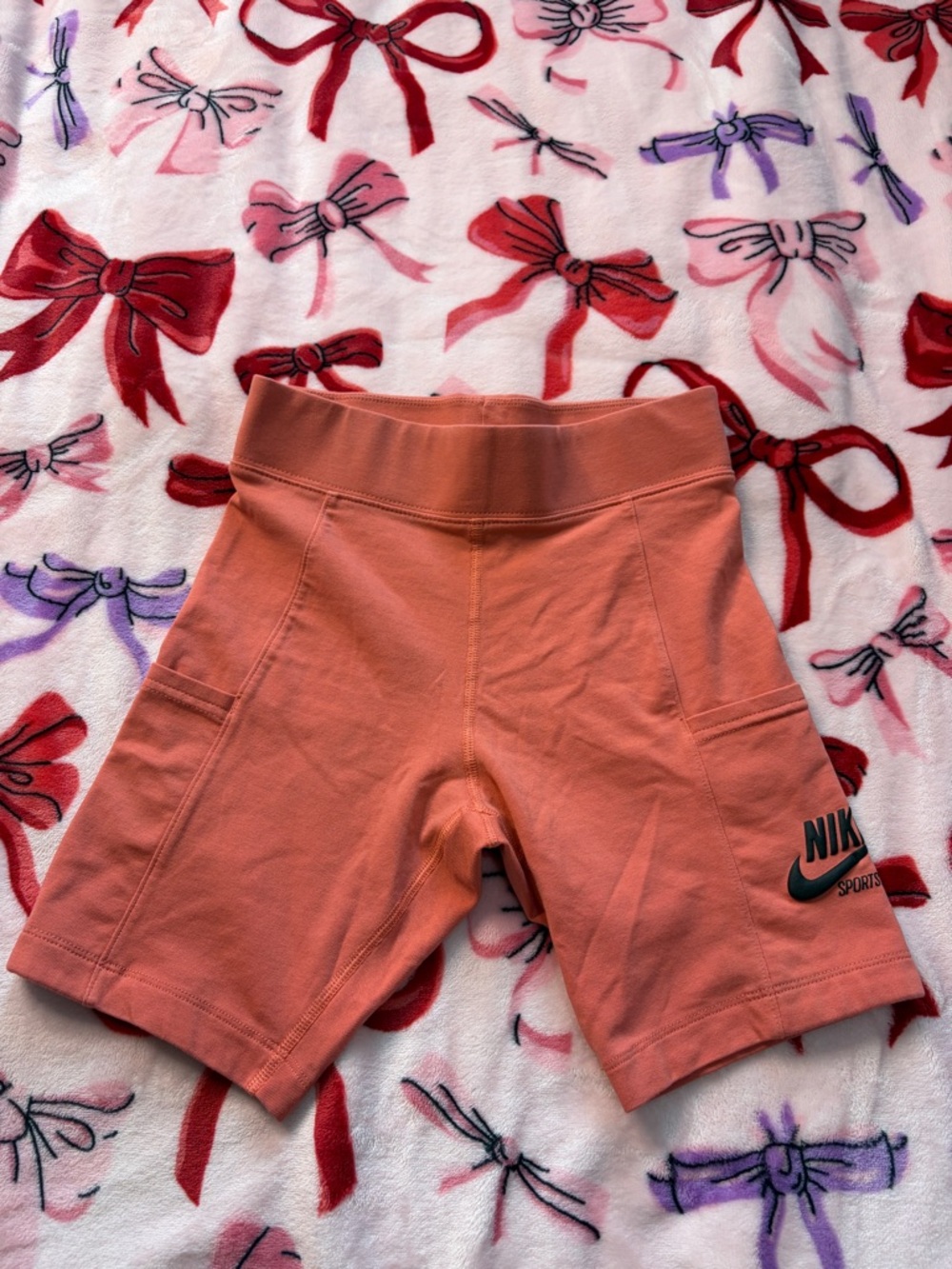 Nike Coral Athletic Biker Shorts with Logo